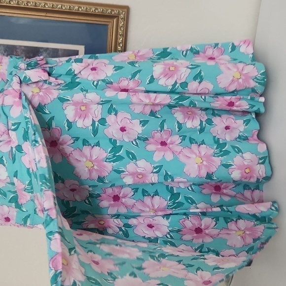 Girls Floral Ruffle Dress in Blue and Pink Garden Party Vacation Summer Spring - Picture 6 of 10